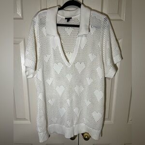 Torrid Cotton Open Stitch Collared Sweater